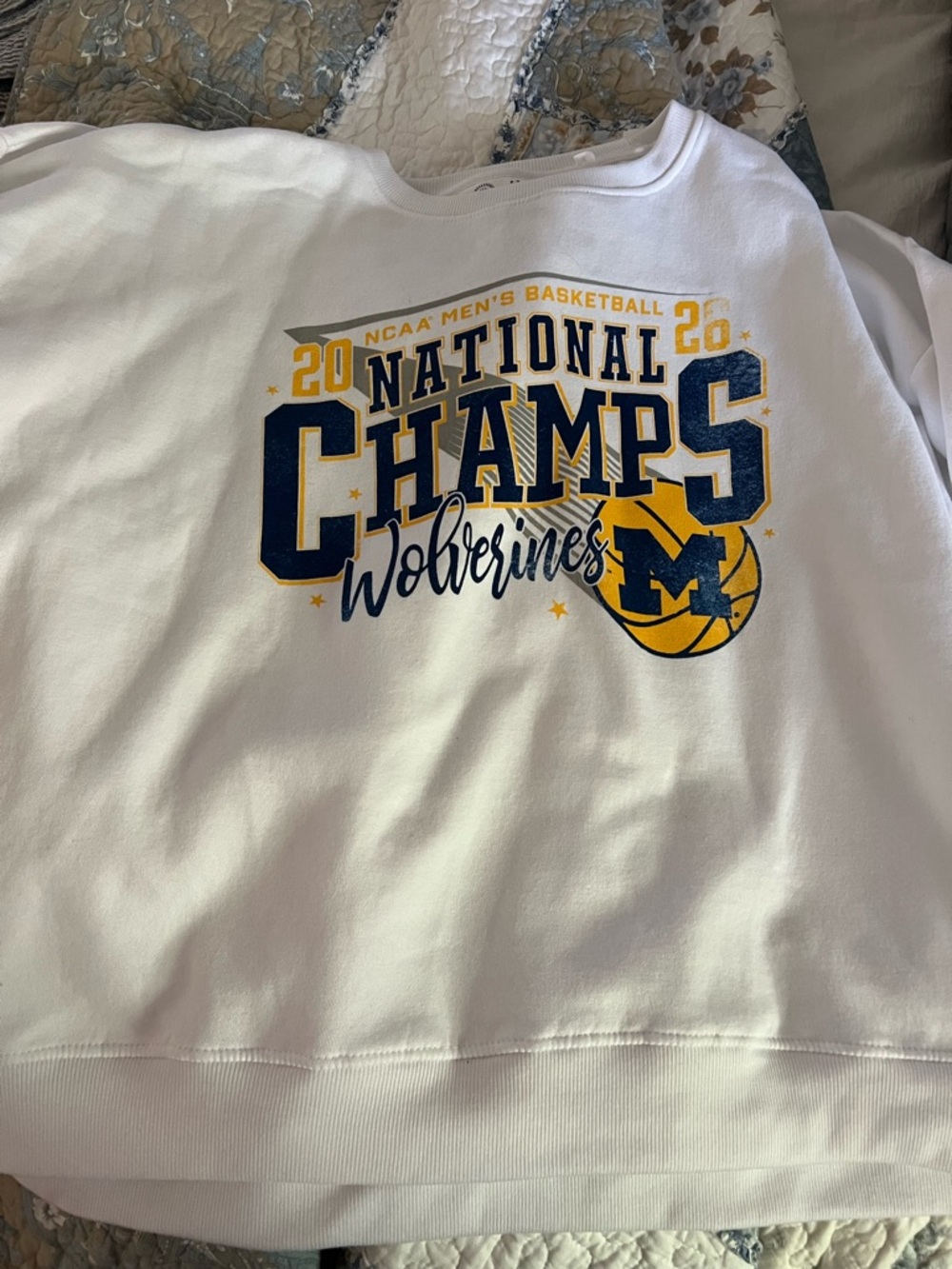 National Champs Wolverines White Crewneck Sweatshirt XL
